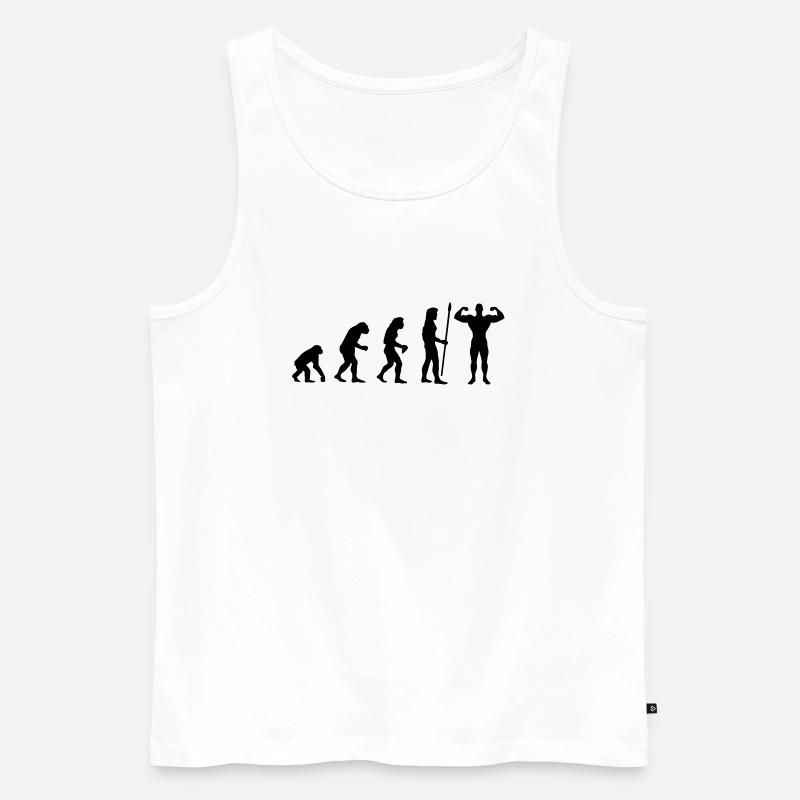 evolution_bodybuilding2 - Männer Premium Bio Tank Top - Weiß