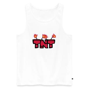 angezuendet text stangen boom feuer heiss tnt dyna - Männer Premium Bio Tank Top - Weiß - Vorne - AI Model Male 178 light (178cm)