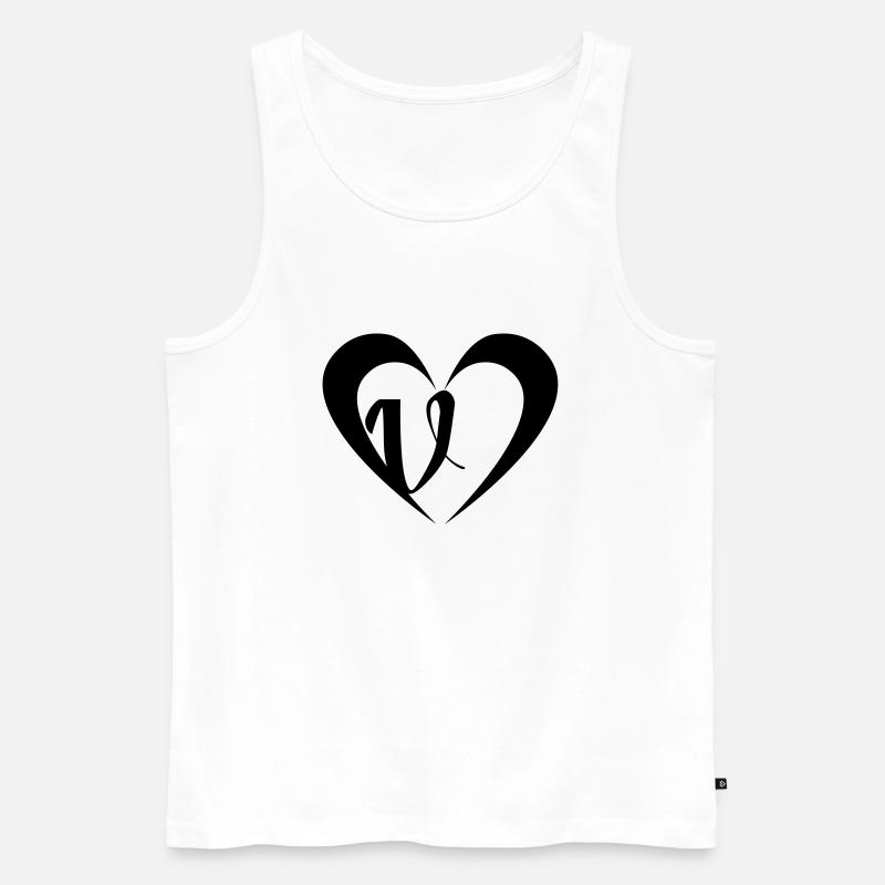 Herz mit V - Männer Premium Bio Tank Top - Weiß