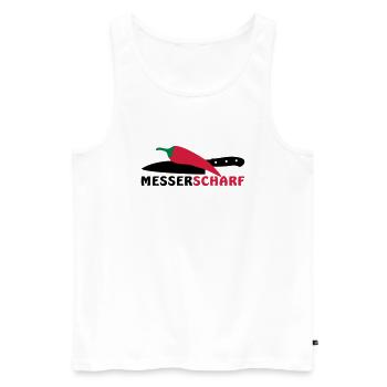SHARP KNIFE - Men's Premium Organic Tank Top - white - Front - AI Model Male 178 light (178cm)