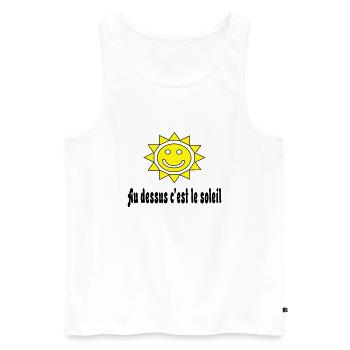 Au dessus c'est le soleil - Men's Premium Organic Tank Top - white - Front - AI Model Male 178 light (178cm)