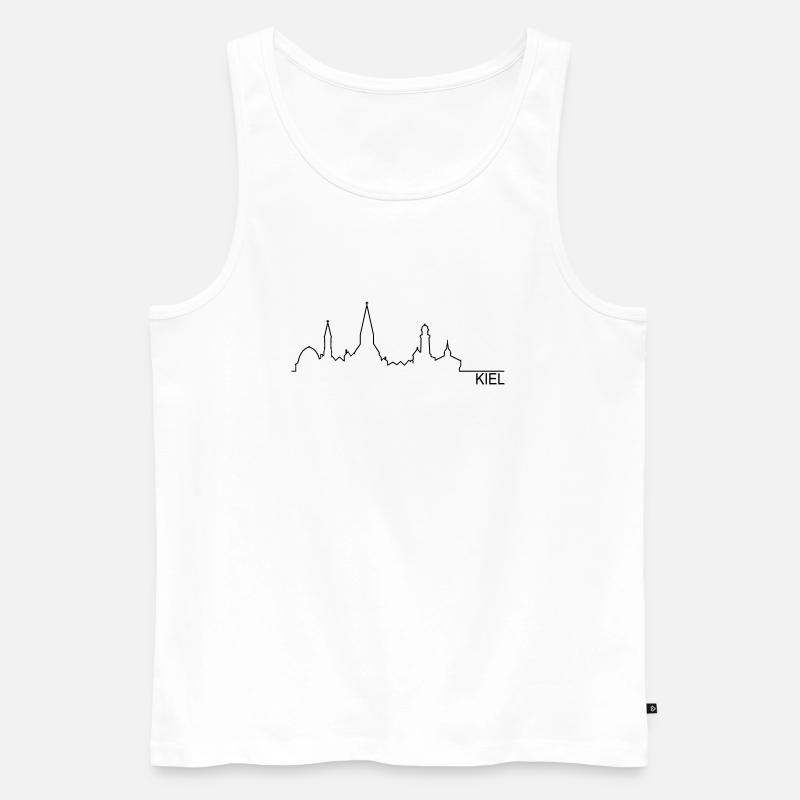 Skyline Kiel Silhouette Name - Männer Premium Bio Tank Top - Weiß