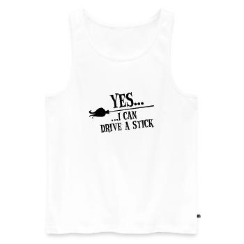 Yes...I Can Drive A Stick....Funny Witch Design - Männer Premium Bio Tank Top - Weiß - Vorne - Michal (187cm)