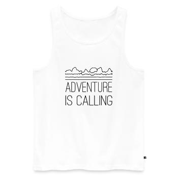 Adventure is calling - Men's Premium Organic Tank Top - white - Front - AI Model Male 178 light (178cm)
