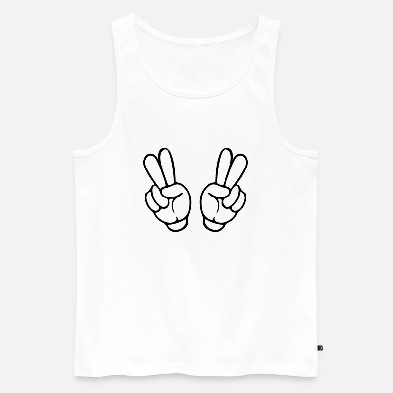 hands peace comic - Männer Premium Bio Tank Top - Weiß