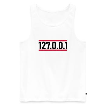 127 0 0 - Männer Premium Bio Tank Top - Weiß - Vorne - AI Model Male 178 light (178cm)