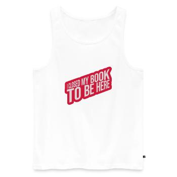 I closed my book - Männer Premium Bio Tank Top - Weiß - Vorne - AI Model Male 178 light (178cm)