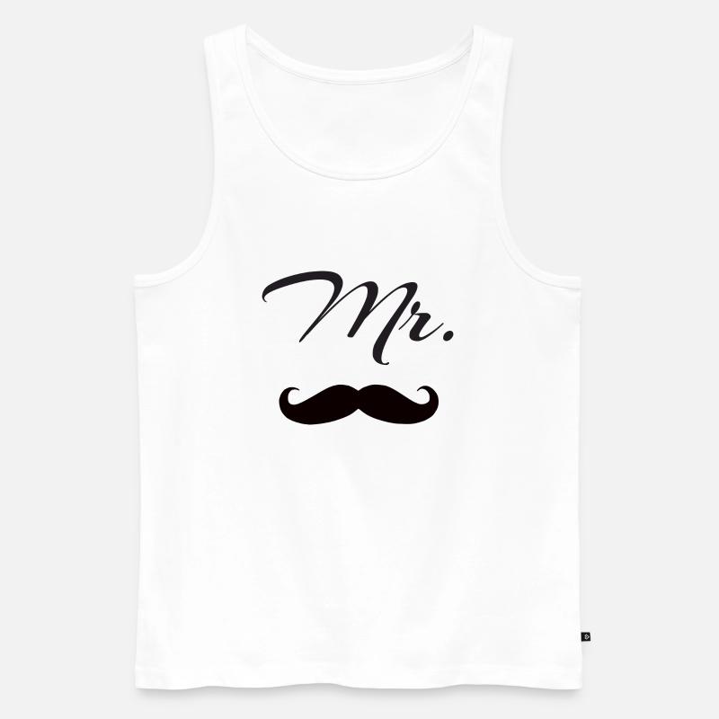 MR. MISTER MANN BART - Männer Premium Bio Tank Top - Weiß