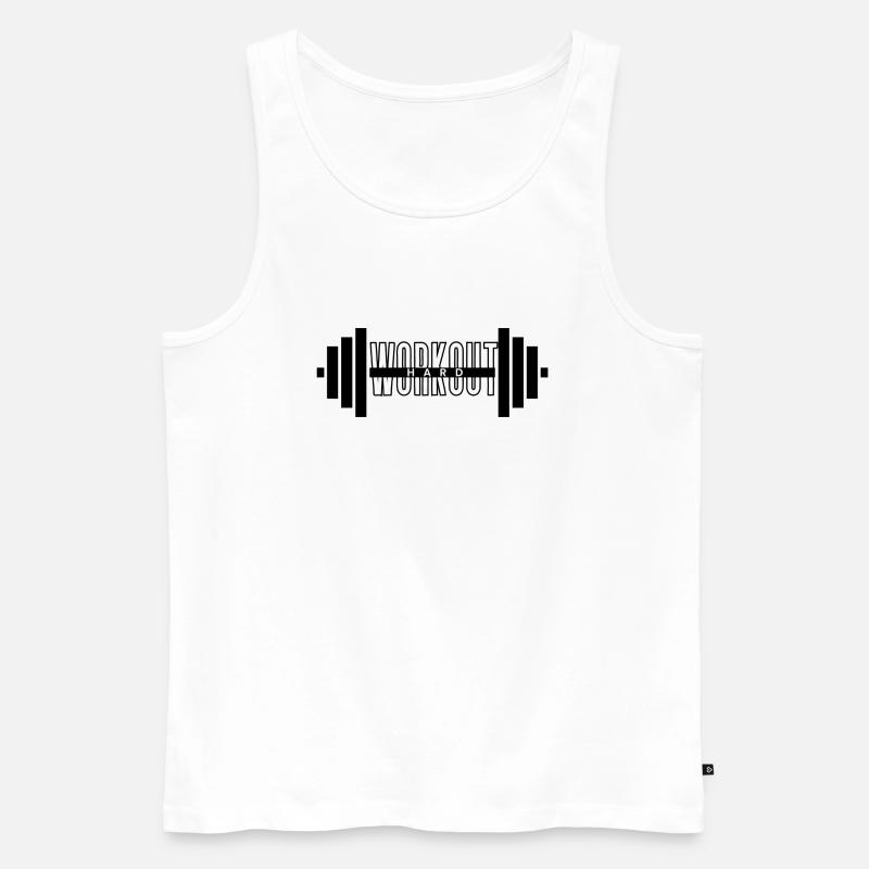 Workout Hard "Dumbel" - Männer Premium Bio Tank Top - Weiß