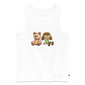 Dessin animé Teddy Bear And Doll - Débardeur bio Premium Homme - blanc - Devant - Michal (187cm)