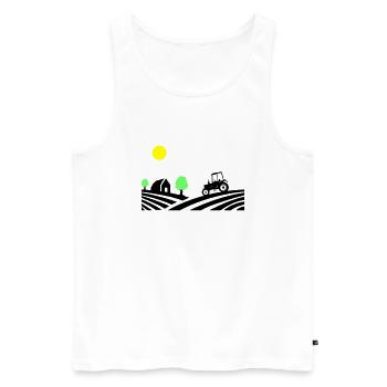 Tractor Farm - Men's Premium Organic Tank Top - white - Front - Michal (187cm)
