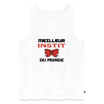 MEILLEUR INSTIT DU MONDE - Débardeur bio Premium Homme - blanc - Devant - Michal (187cm)