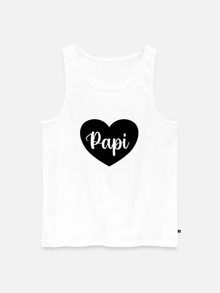 Papa Papi Vater Tochter Sohn Vatertag Männer Shirt - Männer Premium Bio Tank Top - Weiß