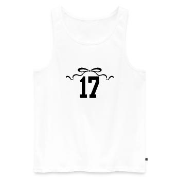 Numéro 17 noeud - 17e anniversaire - Débardeur bio Premium Homme - blanc - Devant - AI Model Male 178 light (178cm)