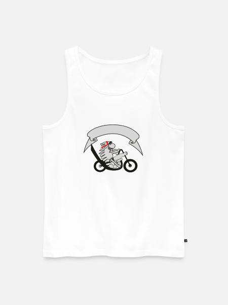 Biker sheep with banner - Men's Premium Organic Tank Top - white