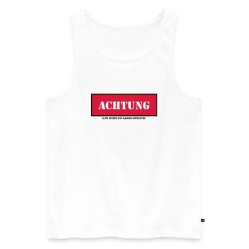 Achtung kann spuren von alkohol enthalten - Männer Premium Bio Tank Top - Weiß - Vorne - Michal (187cm)