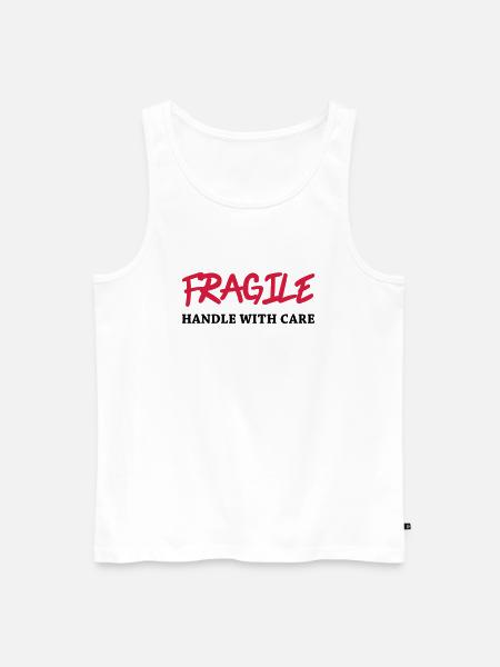Fragile - Handle with care - Männer Premium Bio Tank Top - Weiß
