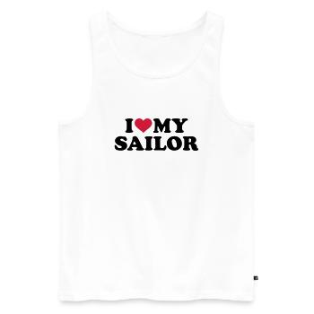 Sailor - Men's Premium Organic Tank Top - white - Front - AI Model Male 178 light (178cm)