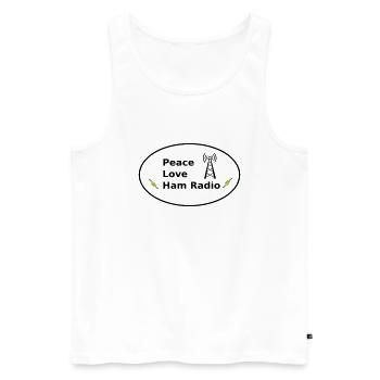 peace love ham radio tower - Men's Premium Organic Tank Top - white - Front - AI Model Male 178 light (178cm)