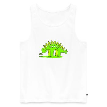 Little Dino smelling a flower - Men's Premium Organic Tank Top - white - Front - Michal (187cm)