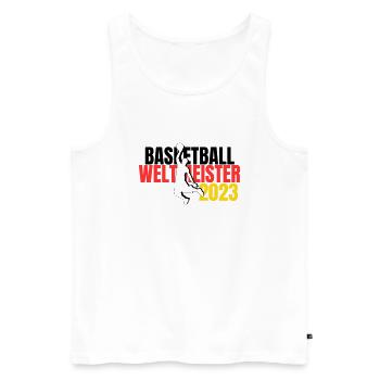 Basketball WM 2023 Fan-Shirt Weltmeister - Männer Premium Bio Tank Top - Weiß - Vorne - Michal (187cm)
