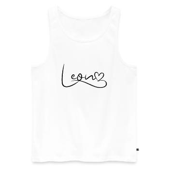 Leon Name Vorname Herzdekor - Männer Premium Bio Tank Top - Weiß - Vorne - AI Model Male 178 light (178cm)