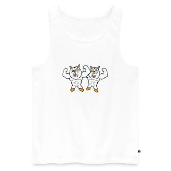 2 Eulen Bodybuilder Muskeln Bizeps Posen Gym Rat - Männer Premium Bio Tank Top - Weiß - Vorne - AI Model Male 178 light (178cm)