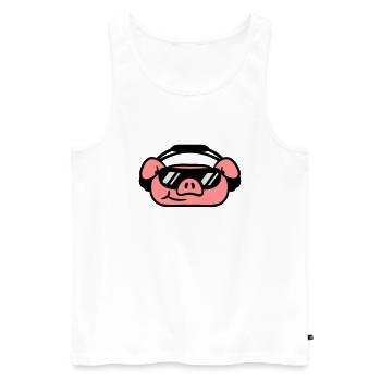 Party Schwein Cool Sonnenbrille - Männer Premium Bio Tank Top - Weiß - Vorne - Michal (187cm)
