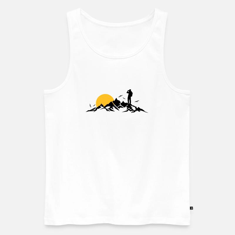 Natur - Berge Wanderer - Männer Premium Bio Tank Top - Weiß
