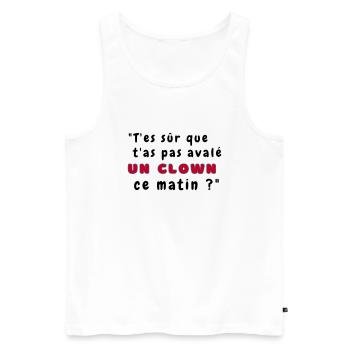 T-shirt Le chat clown - Débardeur bio Premium Homme - blanc - Devant - Michal (187cm)