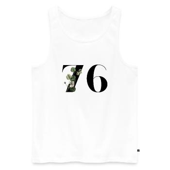 Nummer 76 Blumengrün - 76. Blumengeburtstag - Männer Premium Bio Tank Top - Weiß - Vorne - AI Model Male 178 light (178cm)