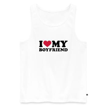 I love my boyfriend - Débardeur bio Premium Homme - blanc - Devant - Michal (187cm)