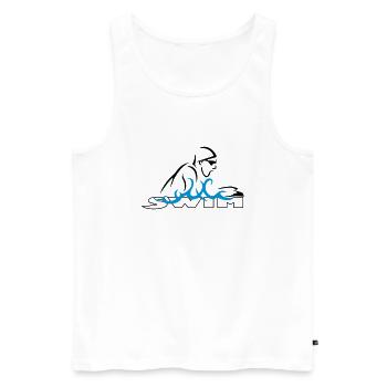 Brustschwimmen - Männer Premium Bio Tank Top - Weiß - Vorne - Michal (187cm)