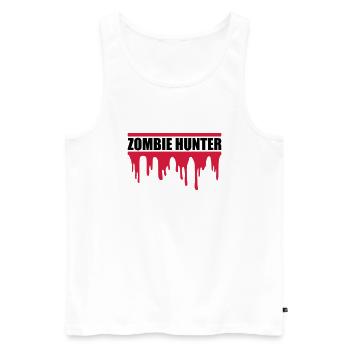 zombie hunter Halloween Quote - Men's Premium Organic Tank Top - white - Front - AI Model Male 178 light (178cm)