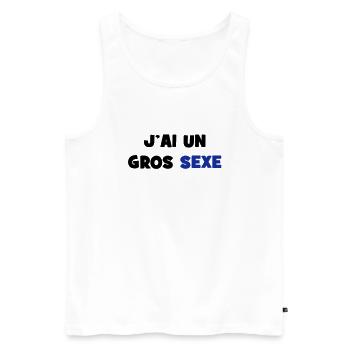 J'ai un GROS sexe :) - Débardeur bio Premium Homme - blanc - Devant - AI Model Male 178 light (178cm)