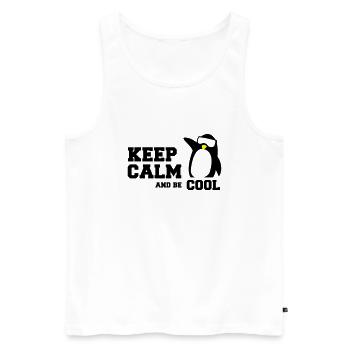 penguin keep calm - Männer Premium Bio Tank Top - Weiß - Vorne - AI Model Male 178 light (178cm)