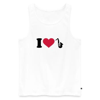 Saxophon - Männer Premium Bio Tank Top - Weiß - Vorne - Michal (187cm)
