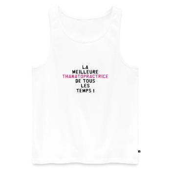 Thanatopraxie / Thanatopracteur / Thanatopractrice - Débardeur bio Premium Homme - blanc - Devant - AI Model Male 178 light (178cm)
