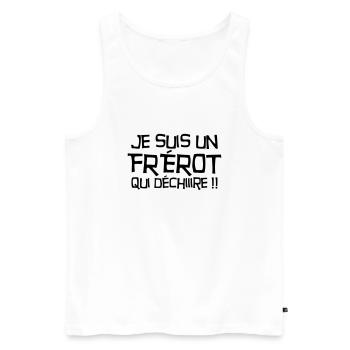 Frère Frangin Frere Naissance Bébé Frérot - Débardeur bio Premium Homme - blanc - Devant - AI Model Male 178 light (178cm)