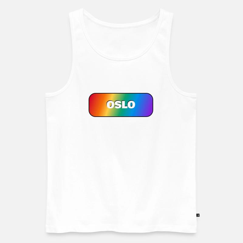 OSLO PRIDE REGENBOGEN - Männer Premium Bio Tank Top - Weiß
