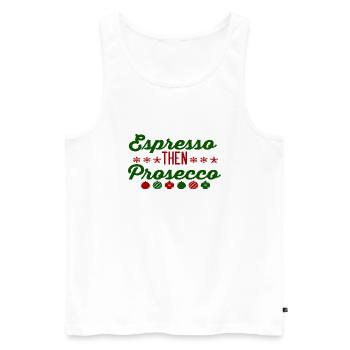 Espresso puis Prosecco - Débardeur bio Premium Homme - blanc - Devant - AI Model Male 178 light (178cm)