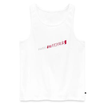 lets stay strangers quote - Men's Premium Organic Tank Top - white - Front - AI Model Male 178 light (178cm)