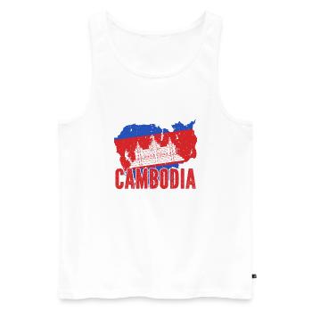 Temple du Cambodge Khmer Vintage drapeau je cadeau - Débardeur bio Premium Homme - blanc - Devant - Michal (187cm)