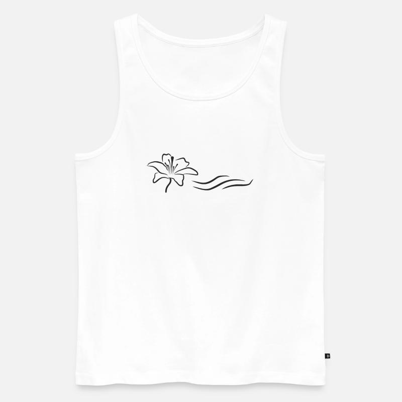 Bloomyvitae - Blüte mit Welle -schwarz - Männer Premium Bio Tank Top - Weiß