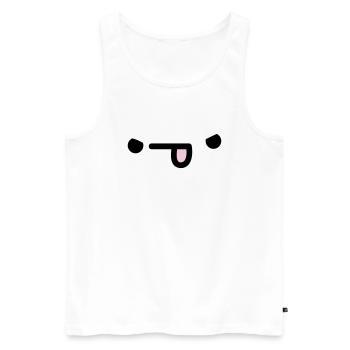 Visage kawaii : yeux mignons et design de sourire - Débardeur bio Premium Homme - blanc - Devant - Michal (187cm)