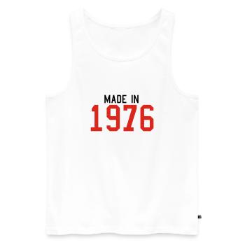 1976 - Männer Premium Bio Tank Top - Weiß - Vorne - AI Model Male 178 light (178cm)
