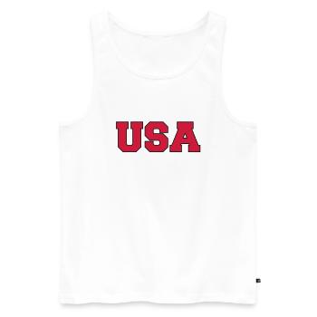 usa - Débardeur bio Premium Homme - blanc - Devant - AI Model Male 178 light (178cm)