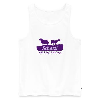 Schatzi (halb Schaf - halb Ziege) - Männer Premium Bio Tank Top - Weiß - Vorne - AI Model Male 178 light (178cm)