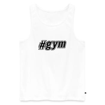 Gym Hashtag # - Männer Premium Bio Tank Top - Weiß - Vorne - Michal (187cm)
