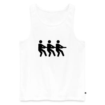 Tir à la corde - Débardeur bio Premium Homme - blanc - Devant - Michal (187cm)